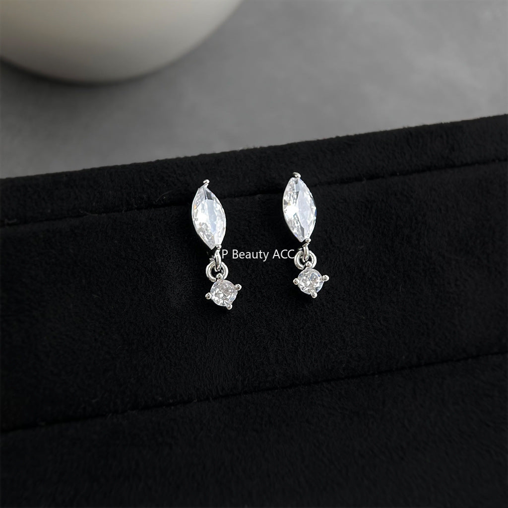 C관 - 925 은침 물방울 마퀴즈 컷 큐빅 귀걸이 [7063] 25.11-2