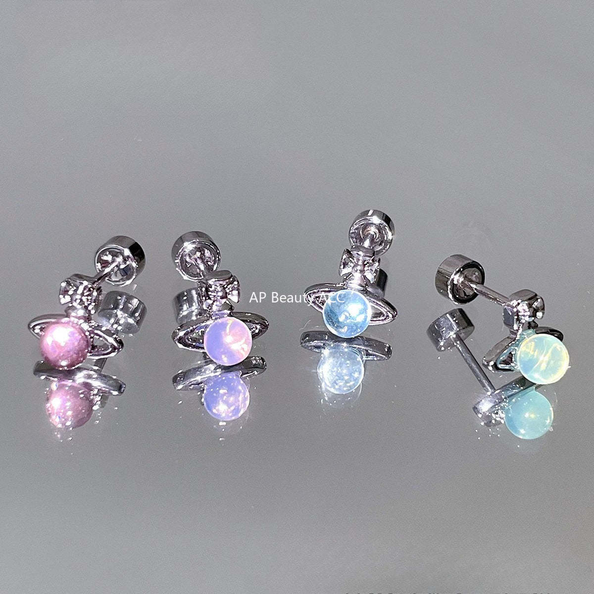 A관 - 행성 디자인 큐빅 티타늄 스틸 피어싱 귀걸이 [EH-4343] 25.12-2