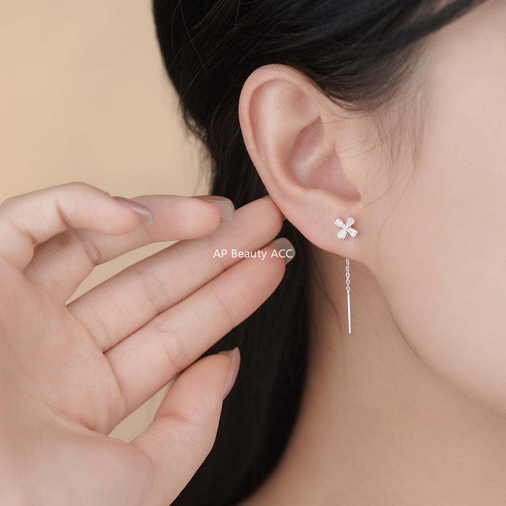 B관 - 925 실버 묘안석 플라워 태슬 귀걸이 [YC2678E_1] 25.12-1