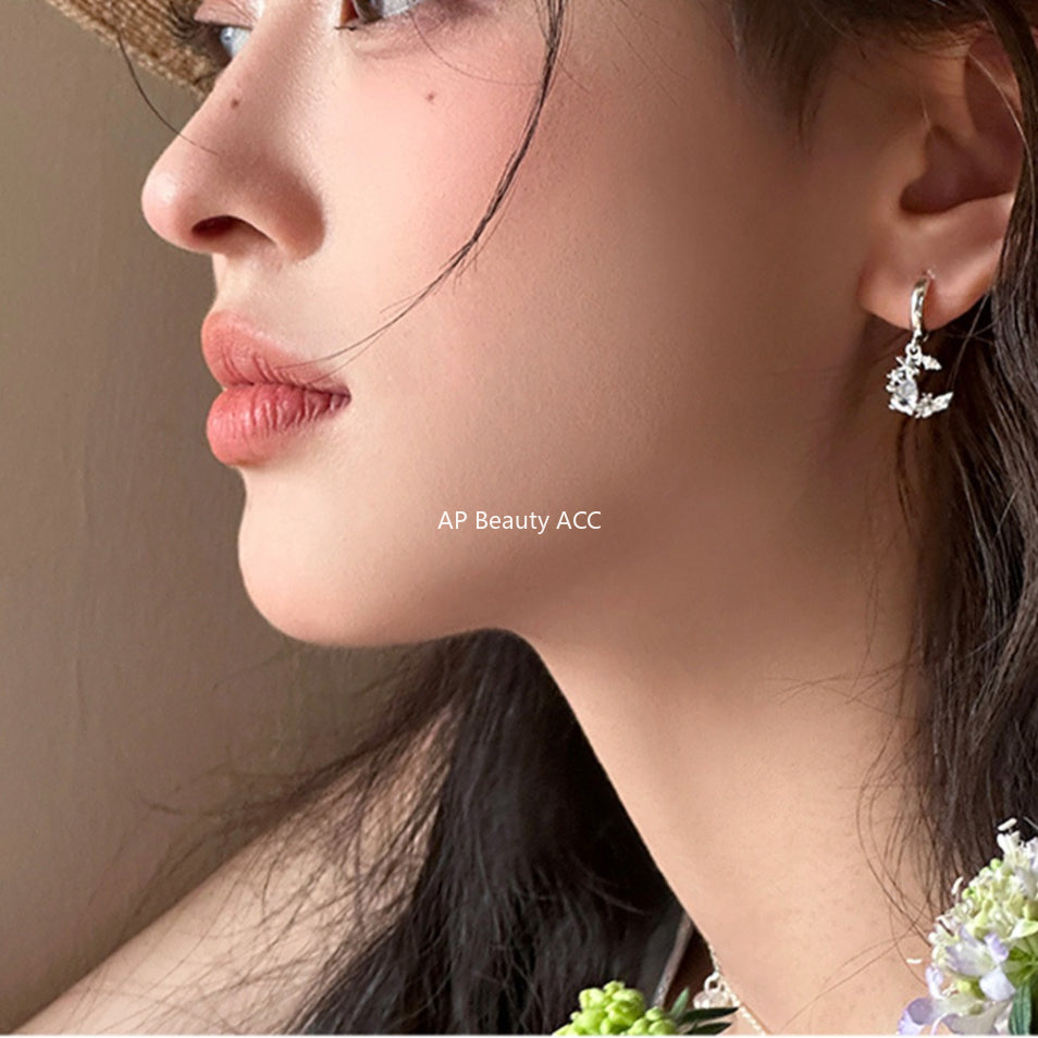 A관 - 별 달 비대칭 큐빅 링 귀걸이 [EH-4137] 25.10-1