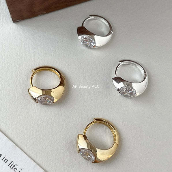 A관 - 큐빅 925 은침 링 후프 귀걸이 [EH-2549.SJ] 25.12-3