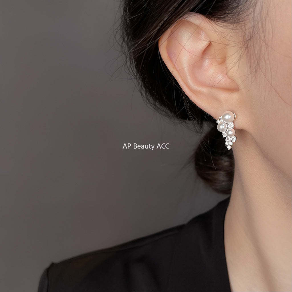 C관 - 925 은침 진주 큐빅 귀찌 귀걸이 [6375-6376] 25.07-3