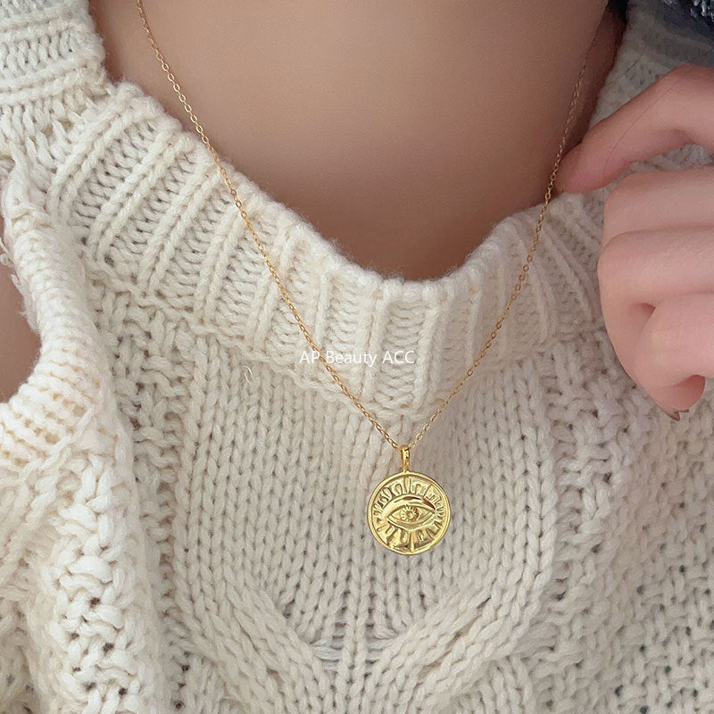 F관 - 925 실버 원형 눈 펜던트 목걸이 [B514] 25.10-1