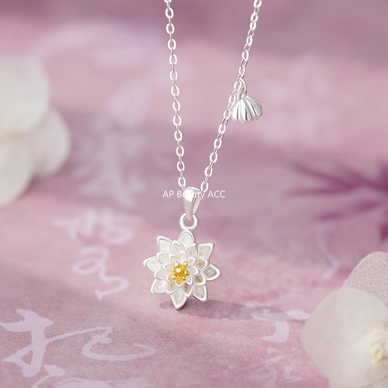 B관 - 999 실버 연꽃 플라워 펜던트 목걸이 [YC3184N] 25.11-1
