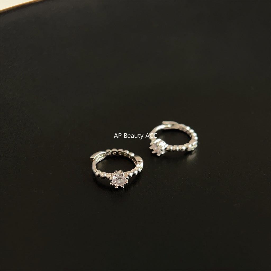 C관 - 미니멀한 스타일 큐빅 원형 귀걸이 [3675-3676] 24.03-5