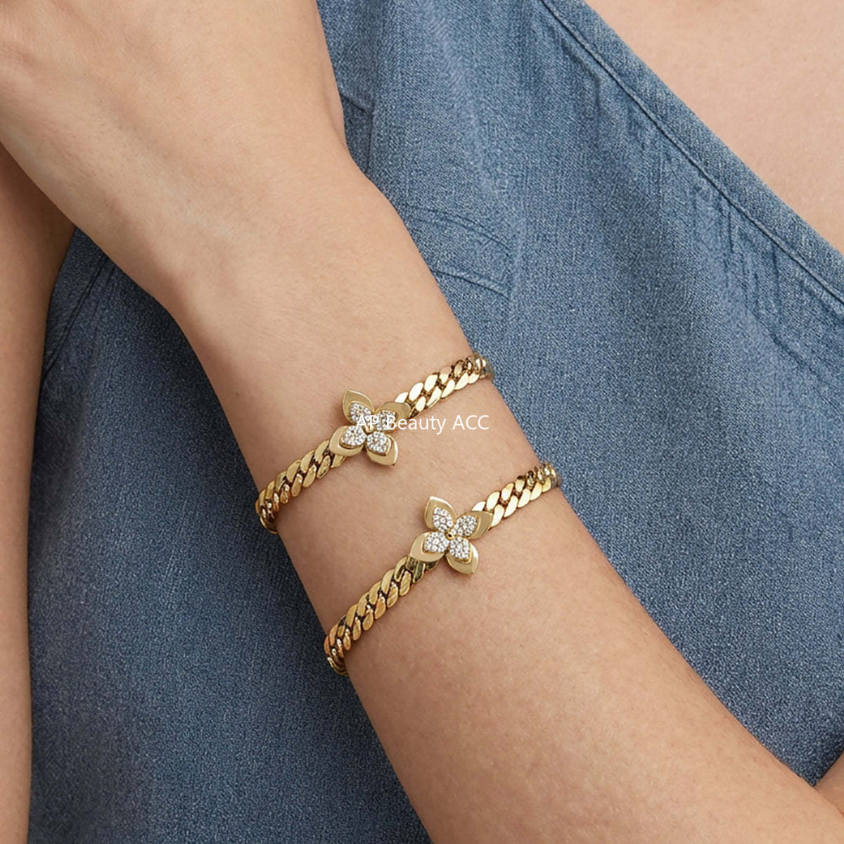 D관 - 스테인리스 스틸 큐빅 플라워 펜던트 목걸이 팔찌 [TXP525] 25.12-3