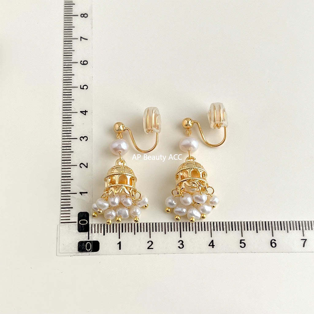 C관 - 담수 진주 골드 도금 나선형 이어커프 귀걸이 [EJ0203P] 25.02-3