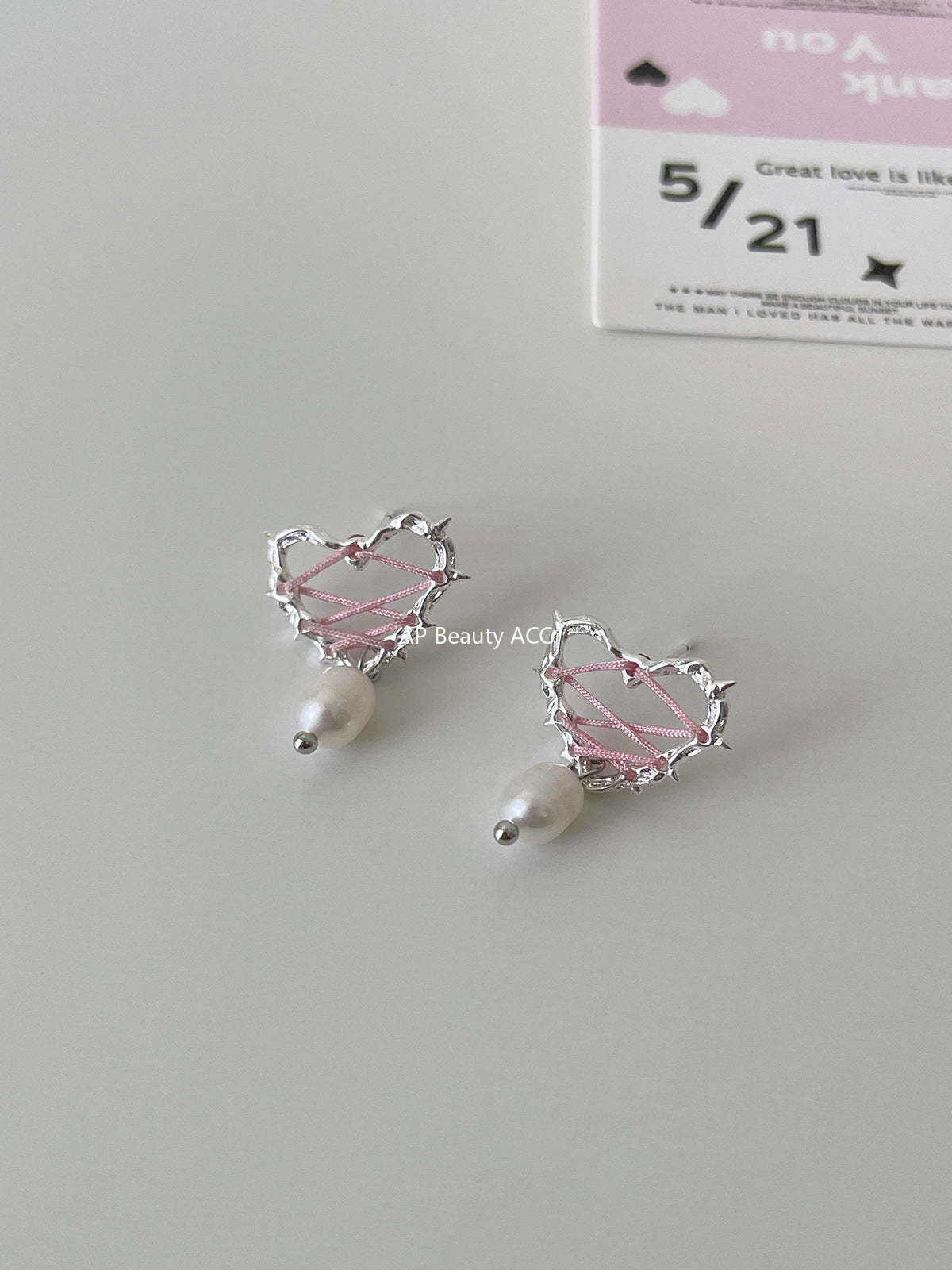 A관 - 925 은침 가시 하트 진주 귀걸이 [EH-3270] 24.10-3