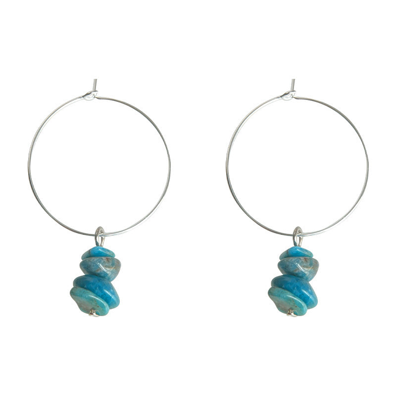 C관 - 불규칙 원석 천연 아파타이트 귀걸이 [5778] 25.04-1