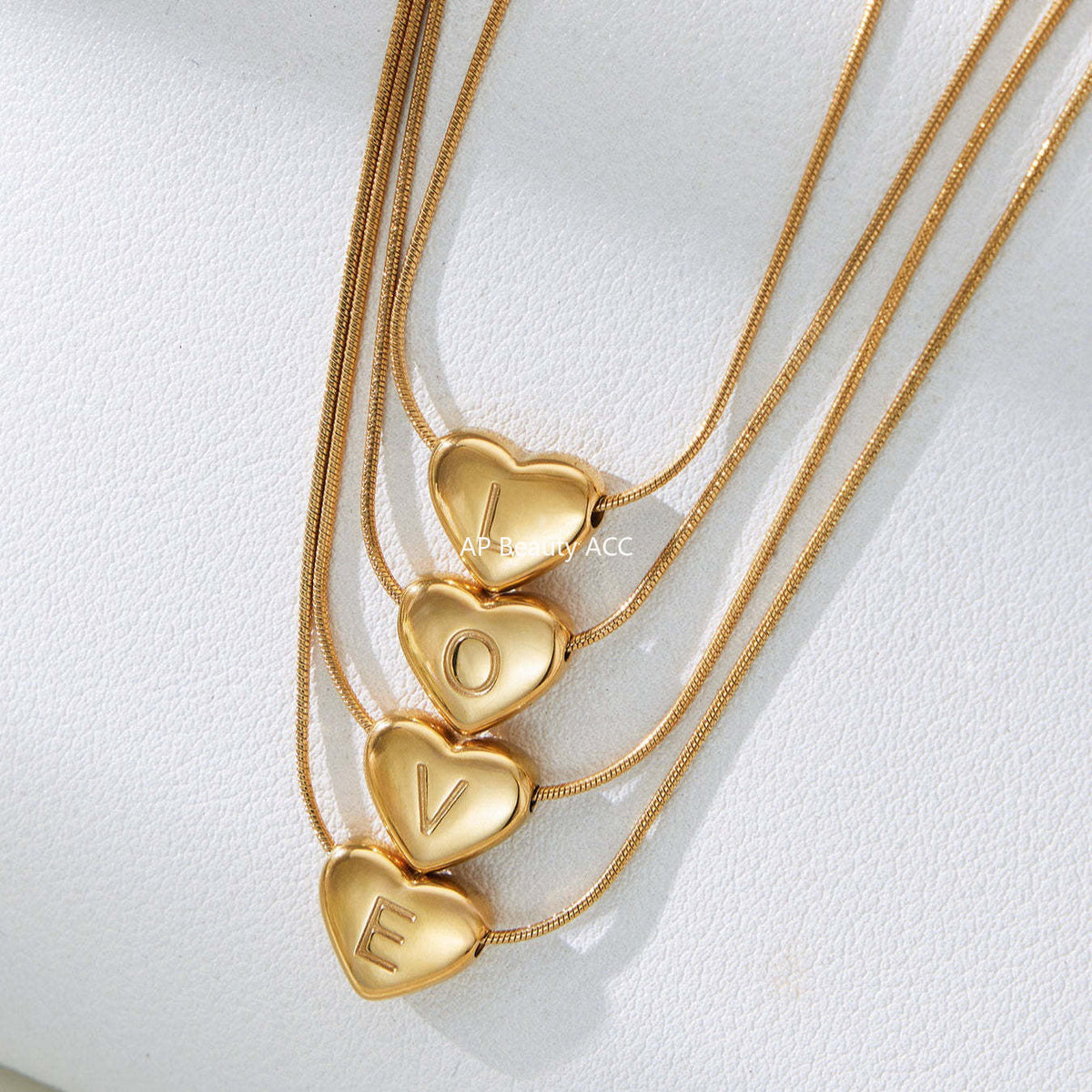 D관 - 스테인리스 스틸 18K 도금 알파벳 하트 펜던트 목걸이 [RP020] 25.12-1
