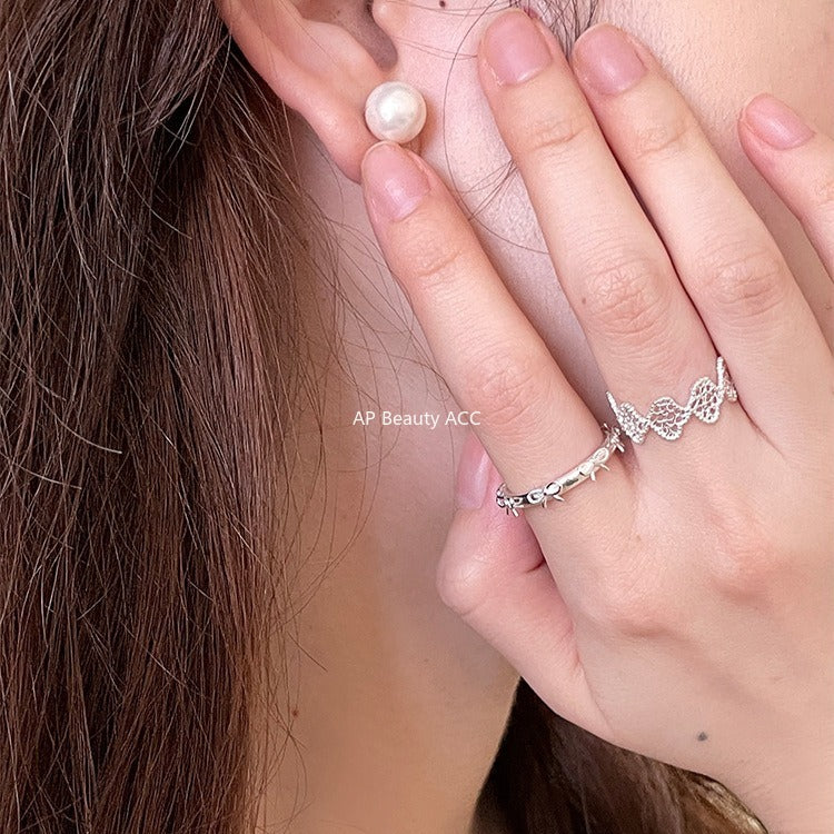 A관 - 925 실버 레이스 리본 디자인 오픈형 반지 [JZ-0726] 25.11-1