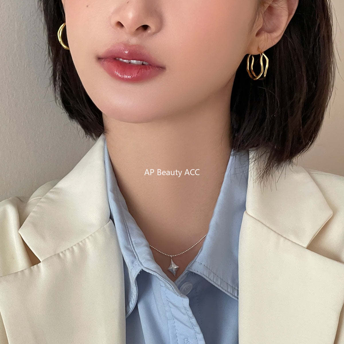 A관 - 불규칙 더블 레이어 귀찌 귀걸이 [EJ-60] 25.12-3