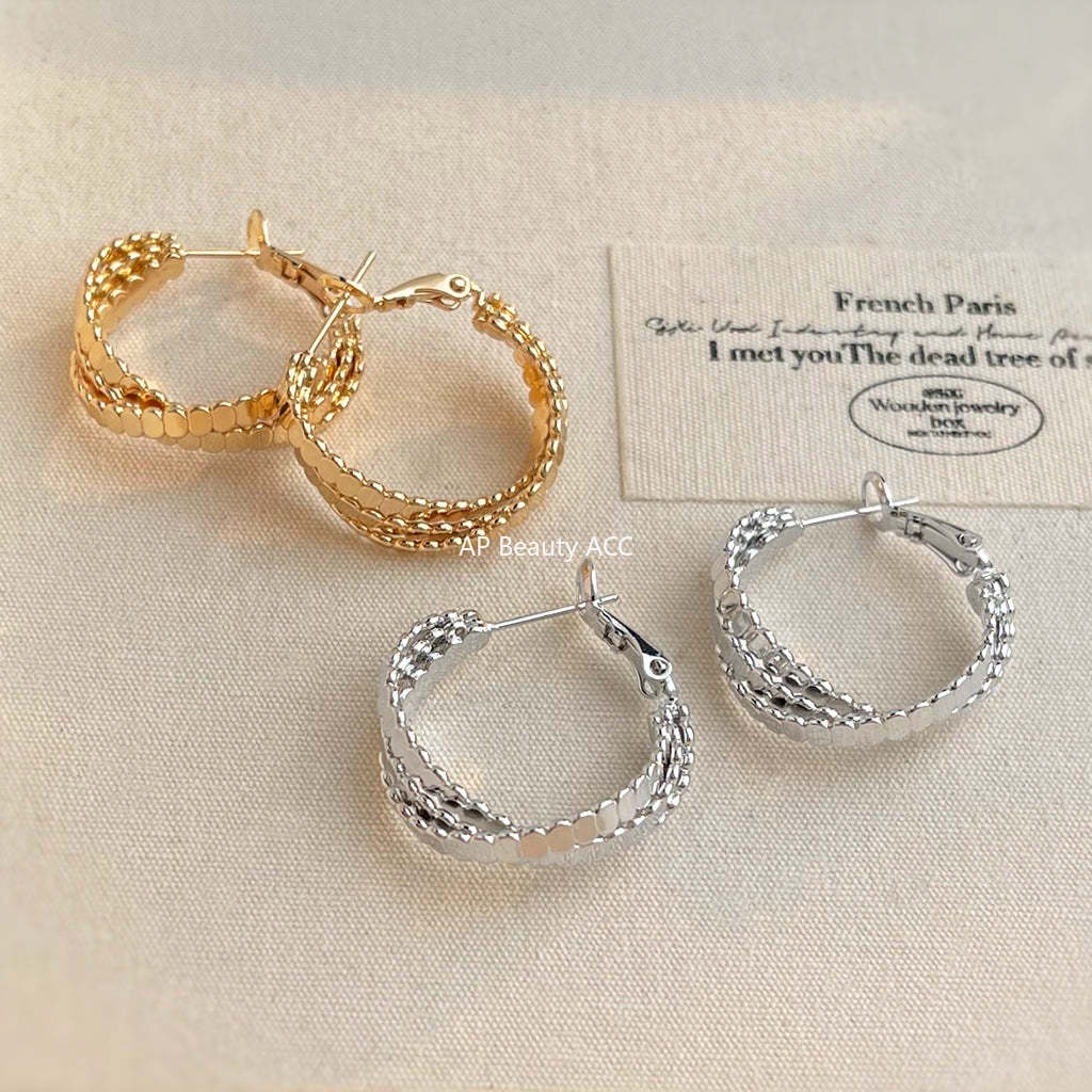 C관 - 원형 기하 14K 도금 은침 귀걸이 [5721-5722] 25.04-3