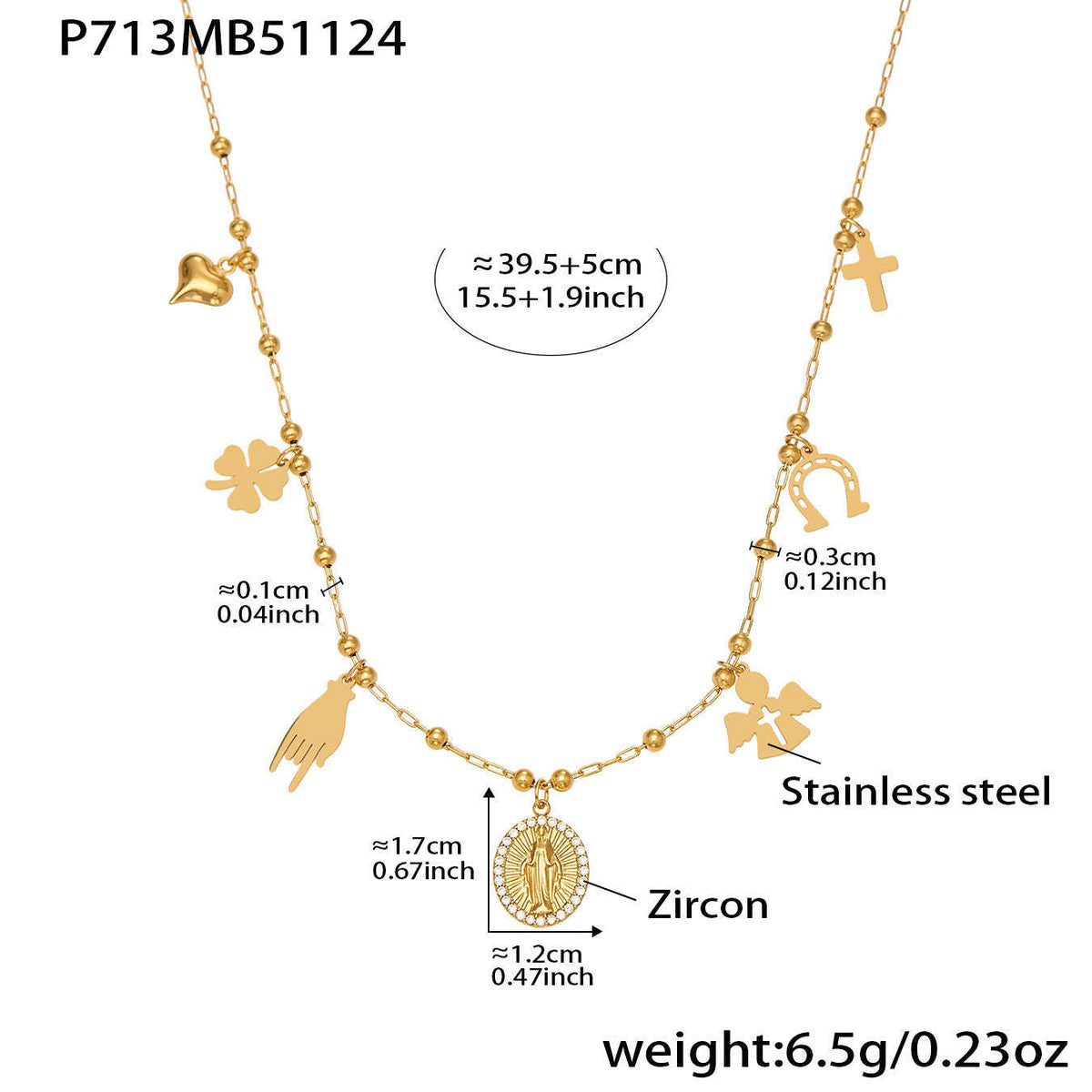 D관 - 스테인리스 스틸 진주 큐빅 펜던트 18K 도금 목걸이 [P732] 25.11-4