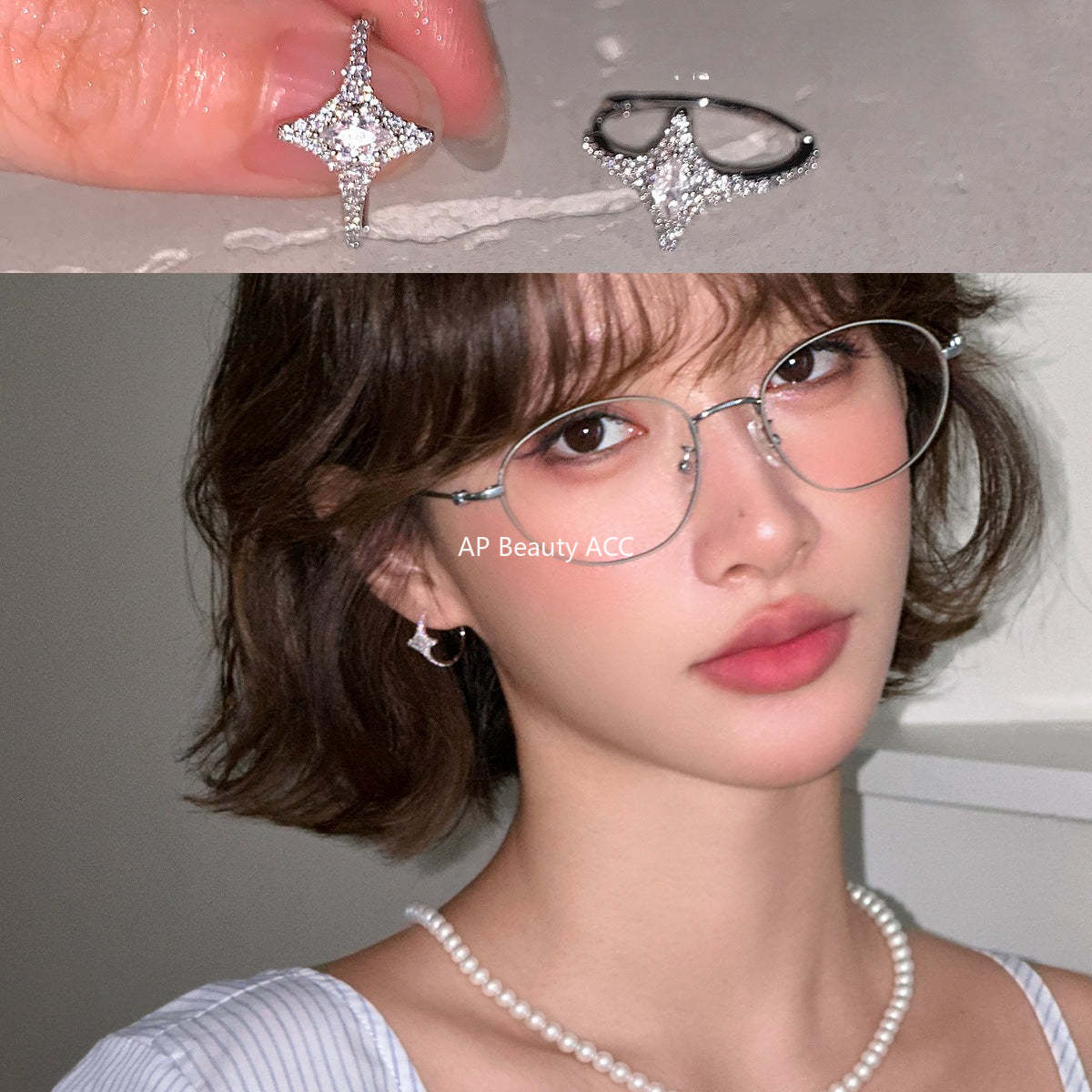 A관 - 큐빅 다이아 별 디자인 925 은침 귀걸이 [EH-4285] 25.11-4