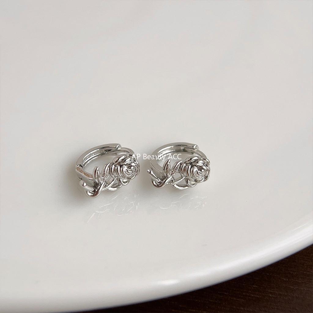 C관 - 장미 디자인 인스타 감성 유니크 심플 링형 귀걸이 [3614] 24.03-1