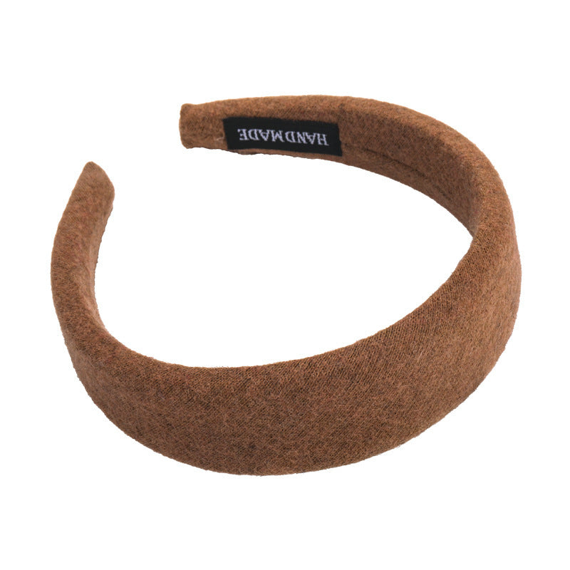 E관 - 컬러 울 패브릭 쿠션 와이드 머리띠 [27562] 25.10-3