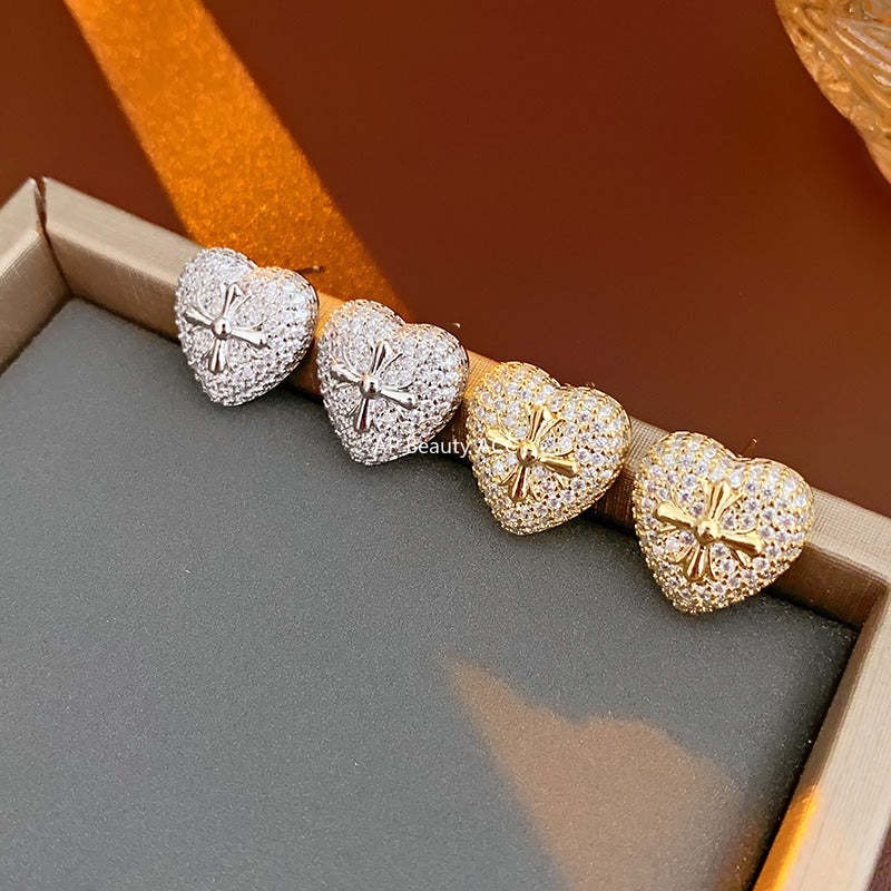 C관 - 큐빅 하트 귀걸이 세련된 귀걸이 [E18507] 24.01-4