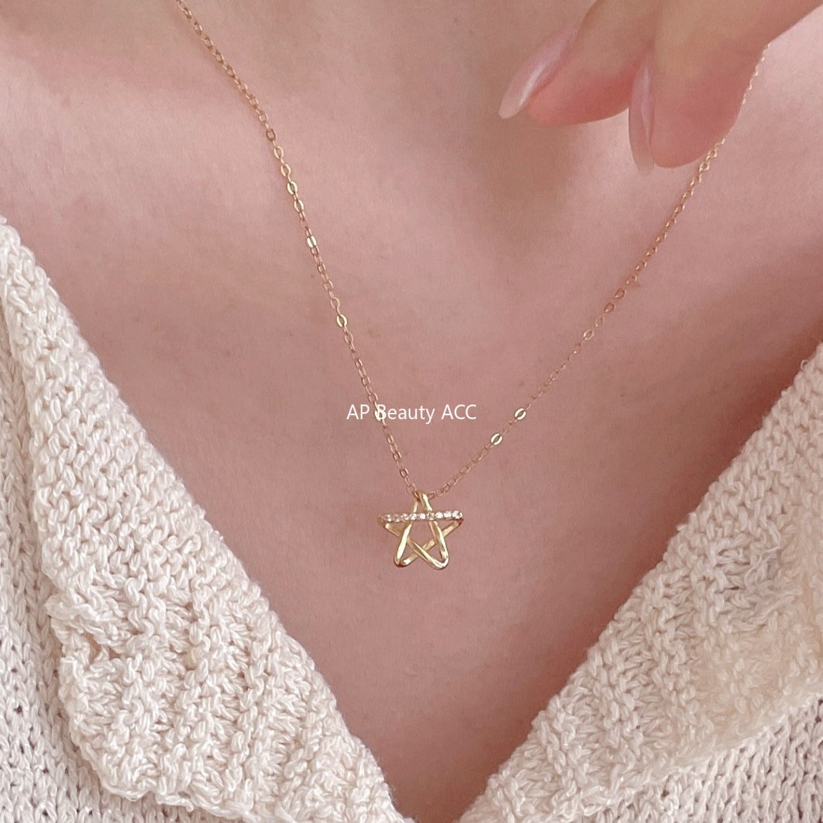 F관 - 925 실버 별 큐빅 펜던트 목걸이 [B1381] 25.11-1