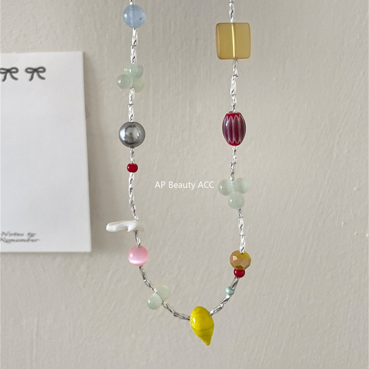 A관 - 컬러 원석 자개 비즈 목걸이 [XL-1215] 25.10-1