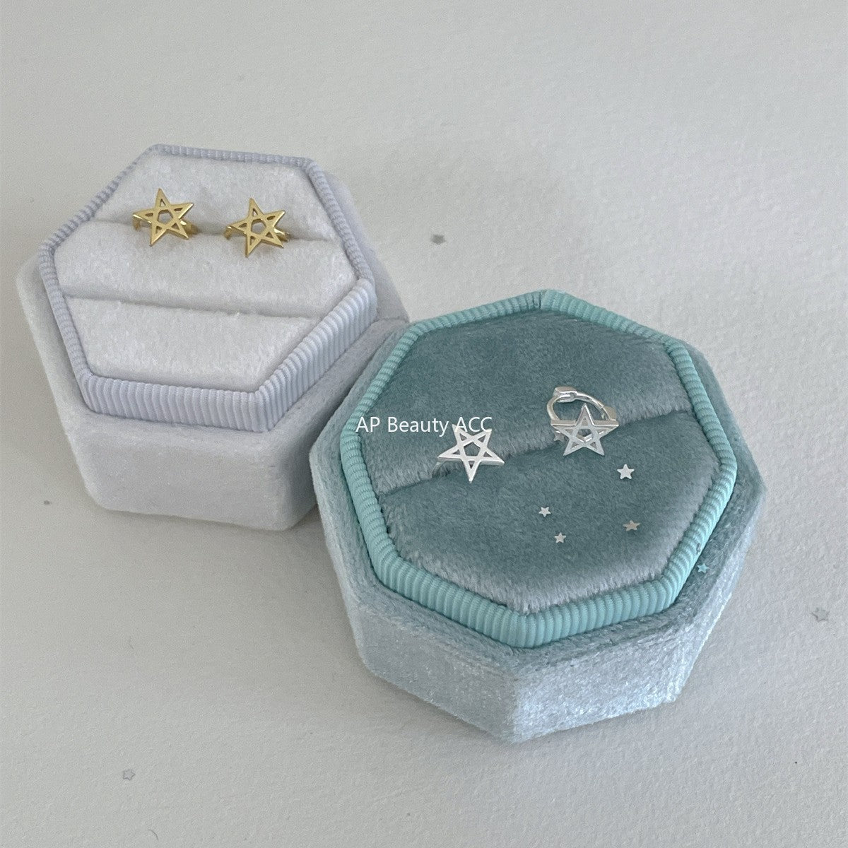 A관 - 925 은침 라인 별 후프 귀걸이 [EH-4182] 25.10-3