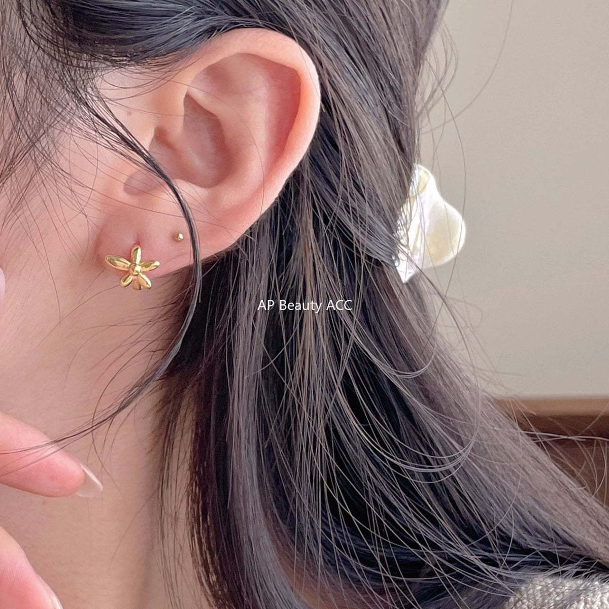 F관 - 925 실버 플라워 디자인 링 귀걸이 [C1413] 25.11-3