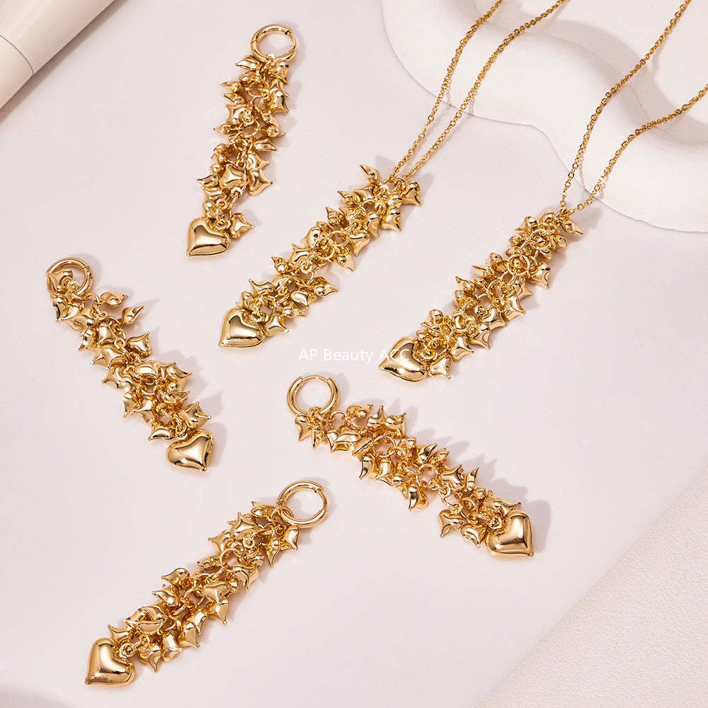 D관 - 스테인리스 스틸 하트 핸드메이드 18K 도금 목걸이 귀걸이 [TXP480] 25.11-4