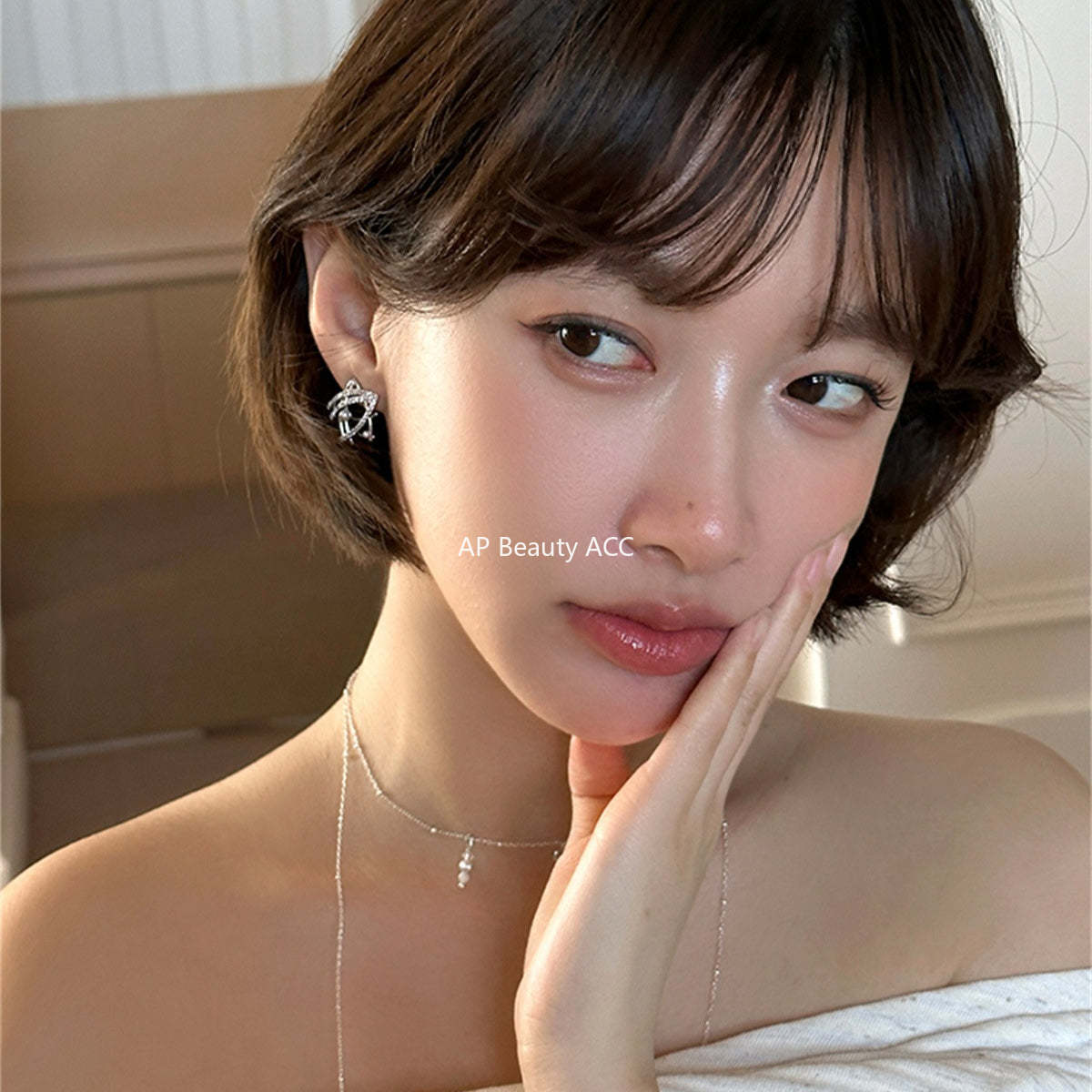 A관 - 풀큐빅 진주 별 디자인 925 은침 귀걸이 [EH-4002] 25.09-3