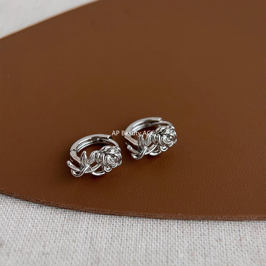 C관 - 장미 디자인 인스타 감성 유니크 심플 링형 귀걸이 [3614] 24.03-1