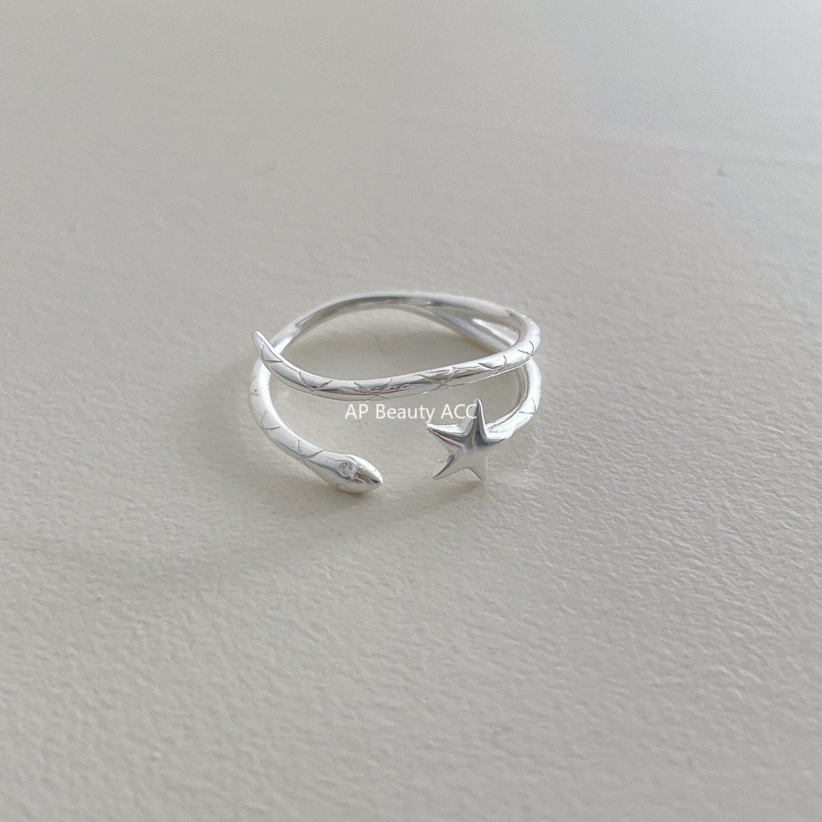 A관 - 925 실버 별 뱀 디자인 오픈형 반지 [JZ-0718] 25.10-3