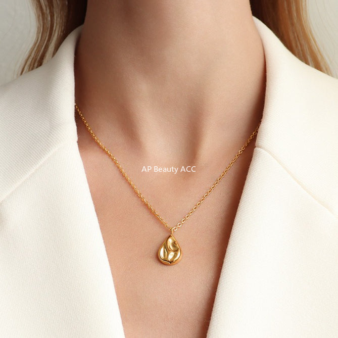 D관 - 티타늄 스틸 비정형 물방울 모양 펜던트 목걸이 [P1012] 25.11-2