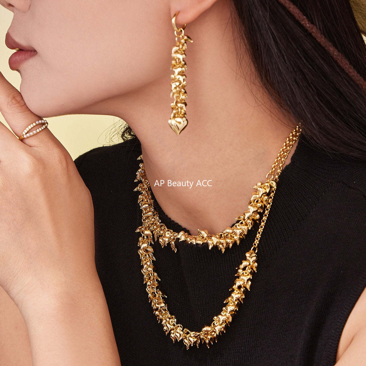 D관 - 미니 하트 펜던트 18K 도금 스테인리스 스틸 목걸이 [P1700] 25.11-3