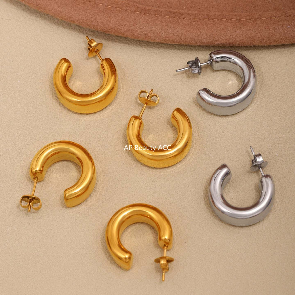D관 - 20mm C형 18K 도금 스테인리스 스틸 귀걸이 [F729] 25.03-4