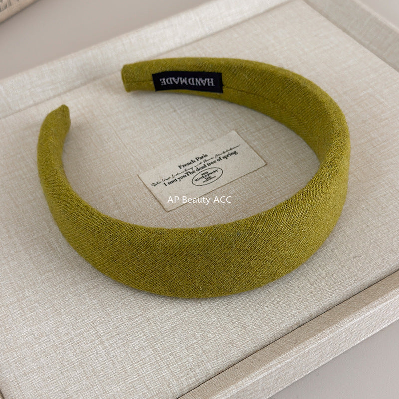 E관 - 컬러 울 패브릭 쿠션 와이드 머리띠 [27562] 25.10-3