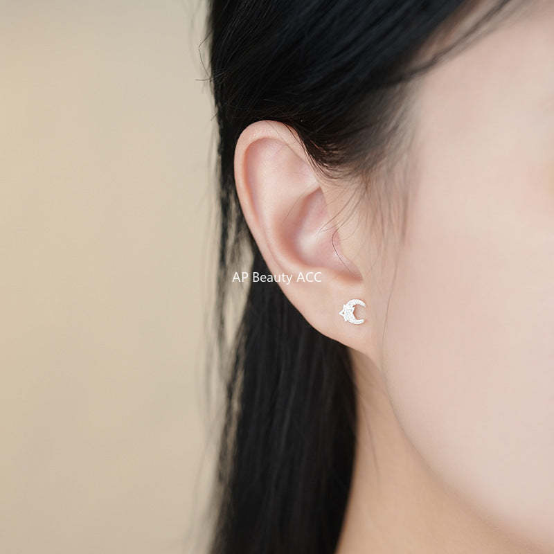 B관 - 999 실버 달 별 디자인 귀걸이 [YC4490E_1] 25.11-3