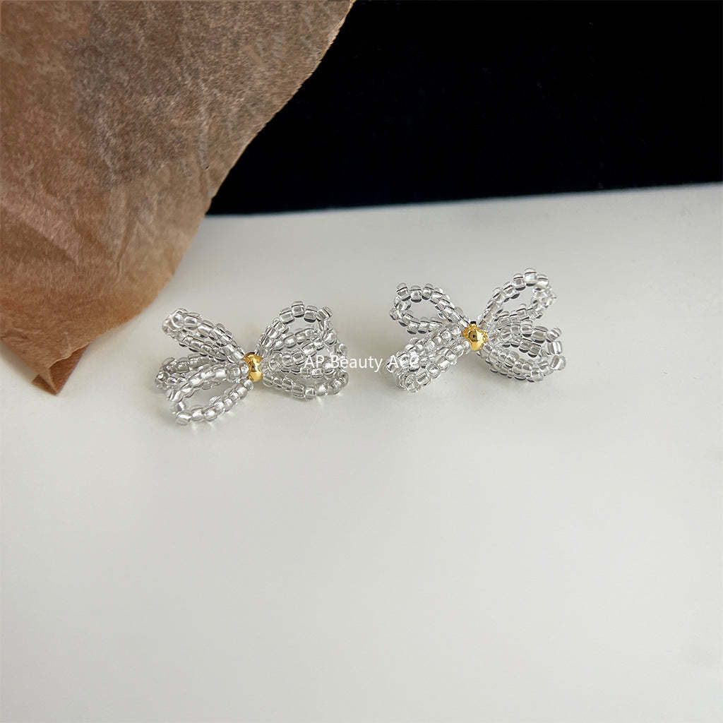 C관 - 14K 도금 글라스 크리스탈 나비 핸드메이드 디자이너 귀걸이 [4498] 24.07-2