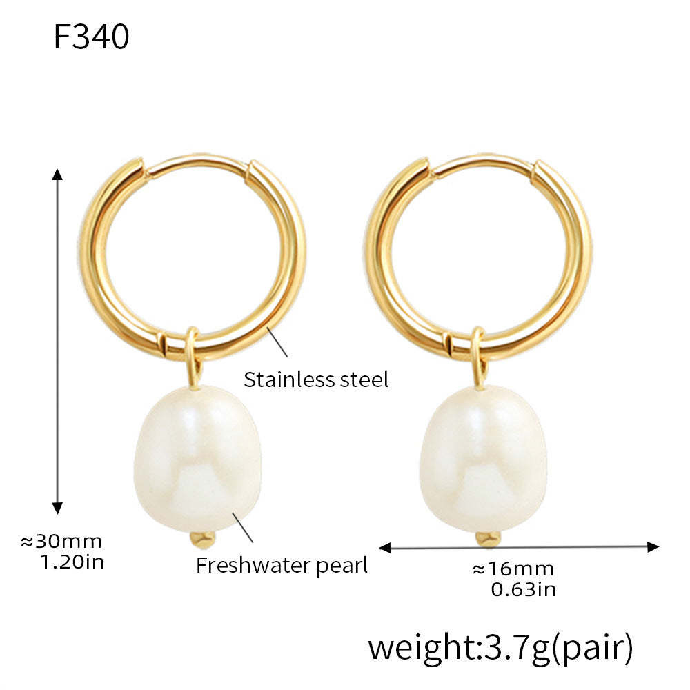D관 - 진주 스테인리스 스틸 18K 도금 목걸이 귀걸이 [P539-F340] 25.03-4