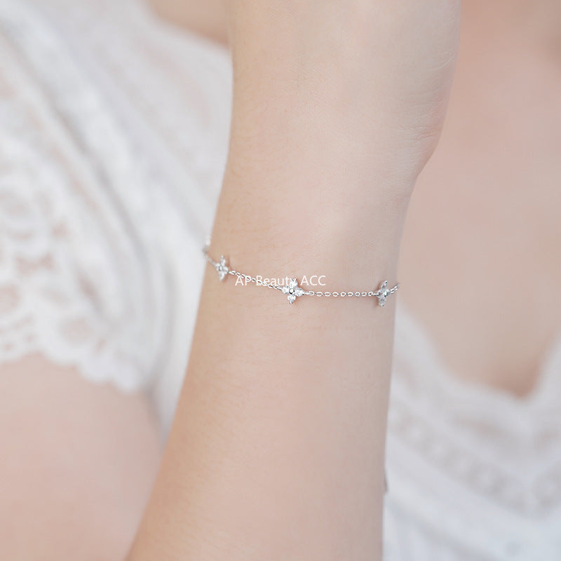 B관 - 925 실버 큐빅 플라워 팔찌 [YC4953SL_1] 25.10-1