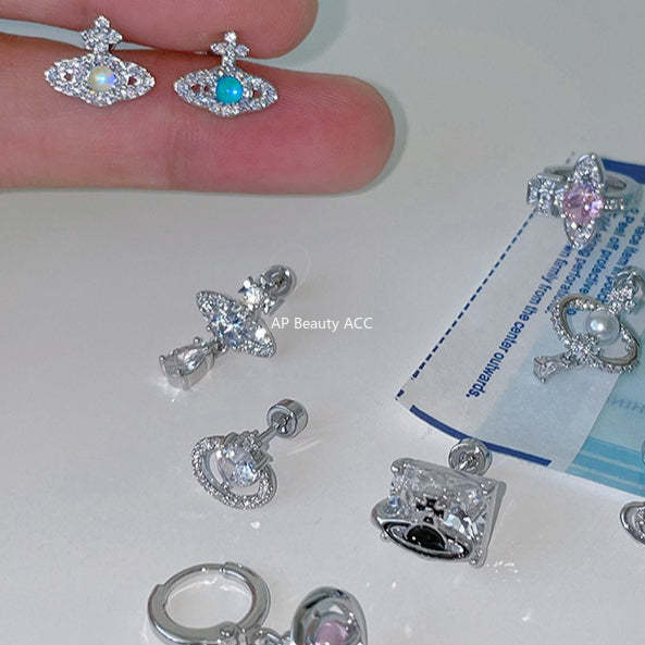 A관 - 큐빅 행성 티타늄 스틸 피어싱 귀걸이 [EH-4347] 25.12-1