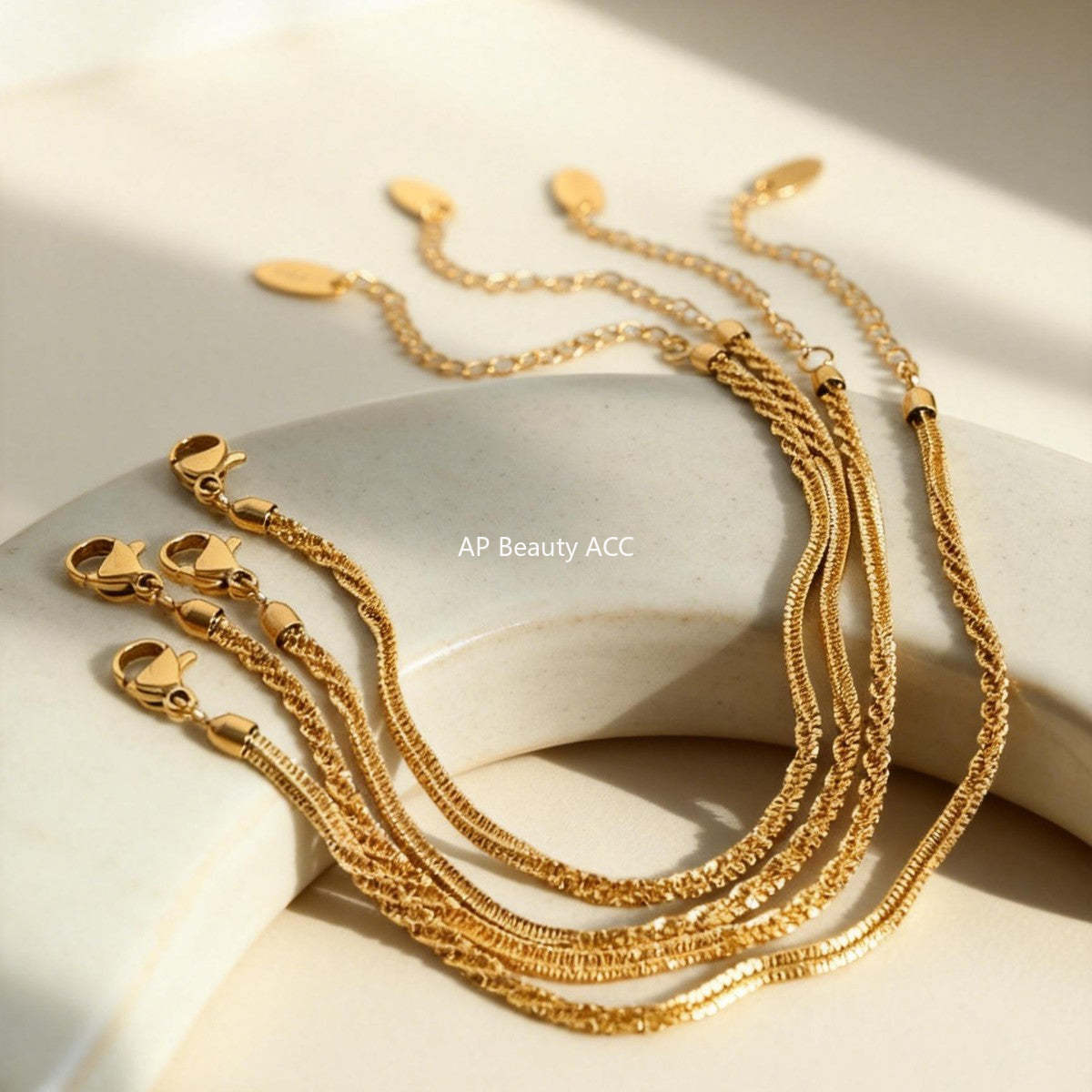 D관 - 스파클 체인 18K 도금 스테인리스 스틸 목걸이 팔찌 [P552] 25.12-2