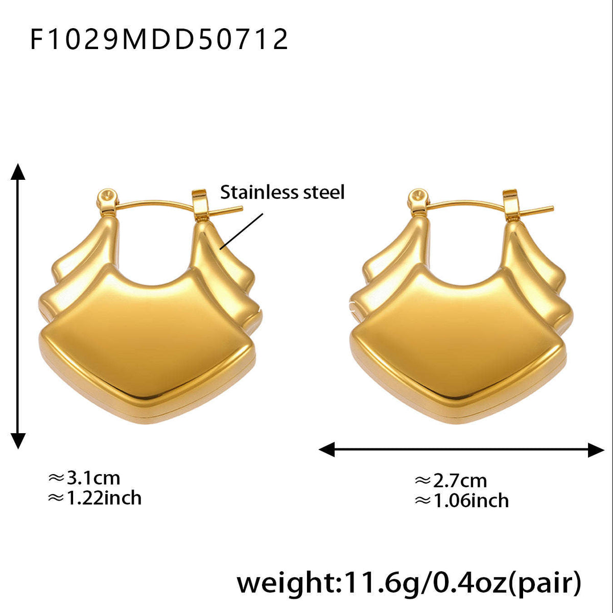 D관 - 18K 도금 기하학 디자인 스테인리스 스틸 귀걸이 [F1029-F1030-F166] 25.07-3