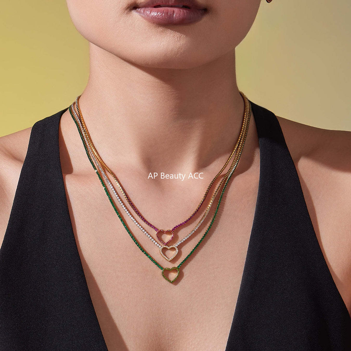 D관 - 스테인리스 스틸 풀큐빅 하트 체인 귀걸이 목걸이 팔찌 [TXP455] 25.10-4