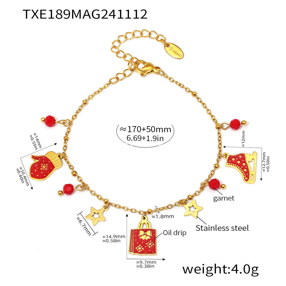 D관 - 크리스마스 펜던트 스테인리스 스틸 PVD 18K 도금 목걸이 팔찌 [TXP189-TXE189] 24.11-3