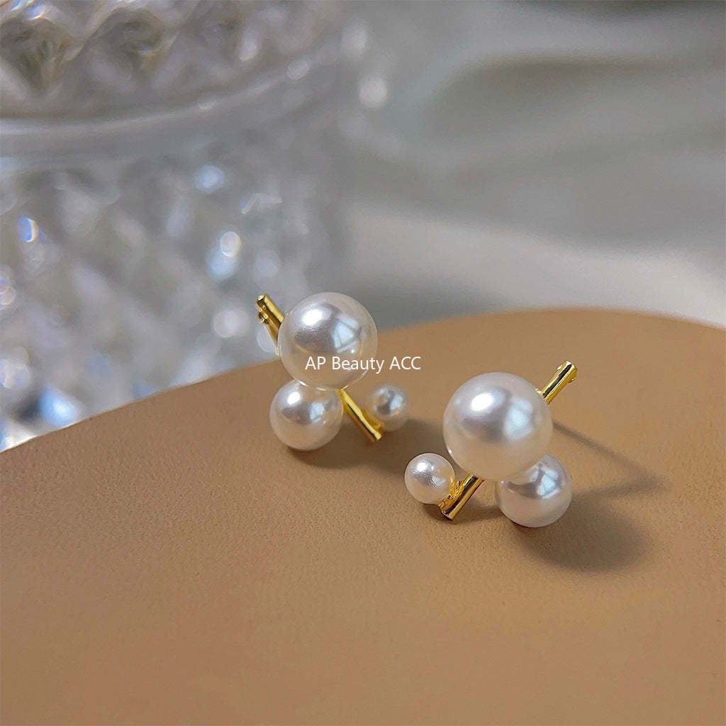 C관 - 개성 있는 작은 진주 기하학 14K 도금 인스타 감성 귀걸이 [3780] 24.04-3