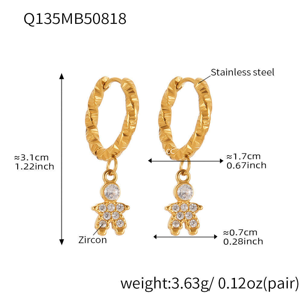 D관 - 스테인리스 스틸 18K 도금 우주인 큐빅 귀걸이 [Q132-Q140] 25.08-4