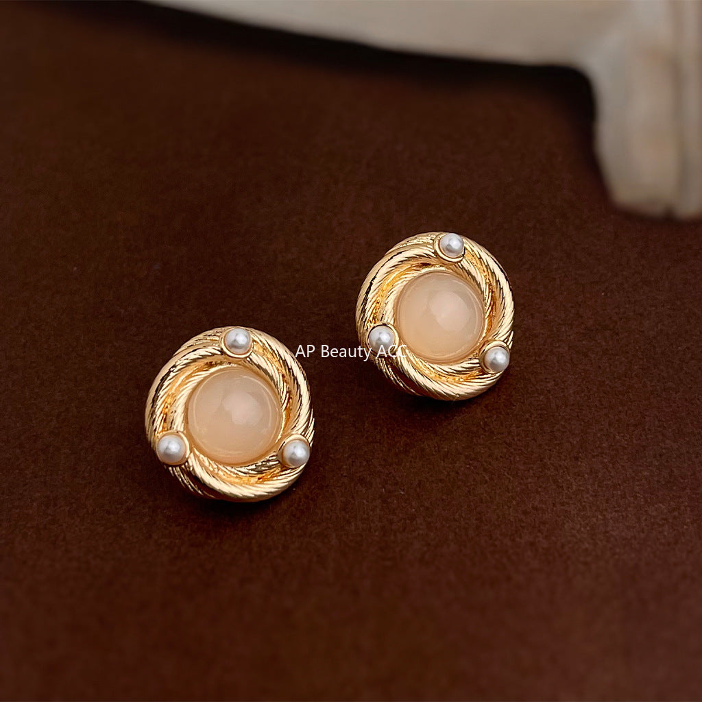 C관 - 14K 도금 기하 디자인 925 은침 귀걸이 [5481] 25.04-1