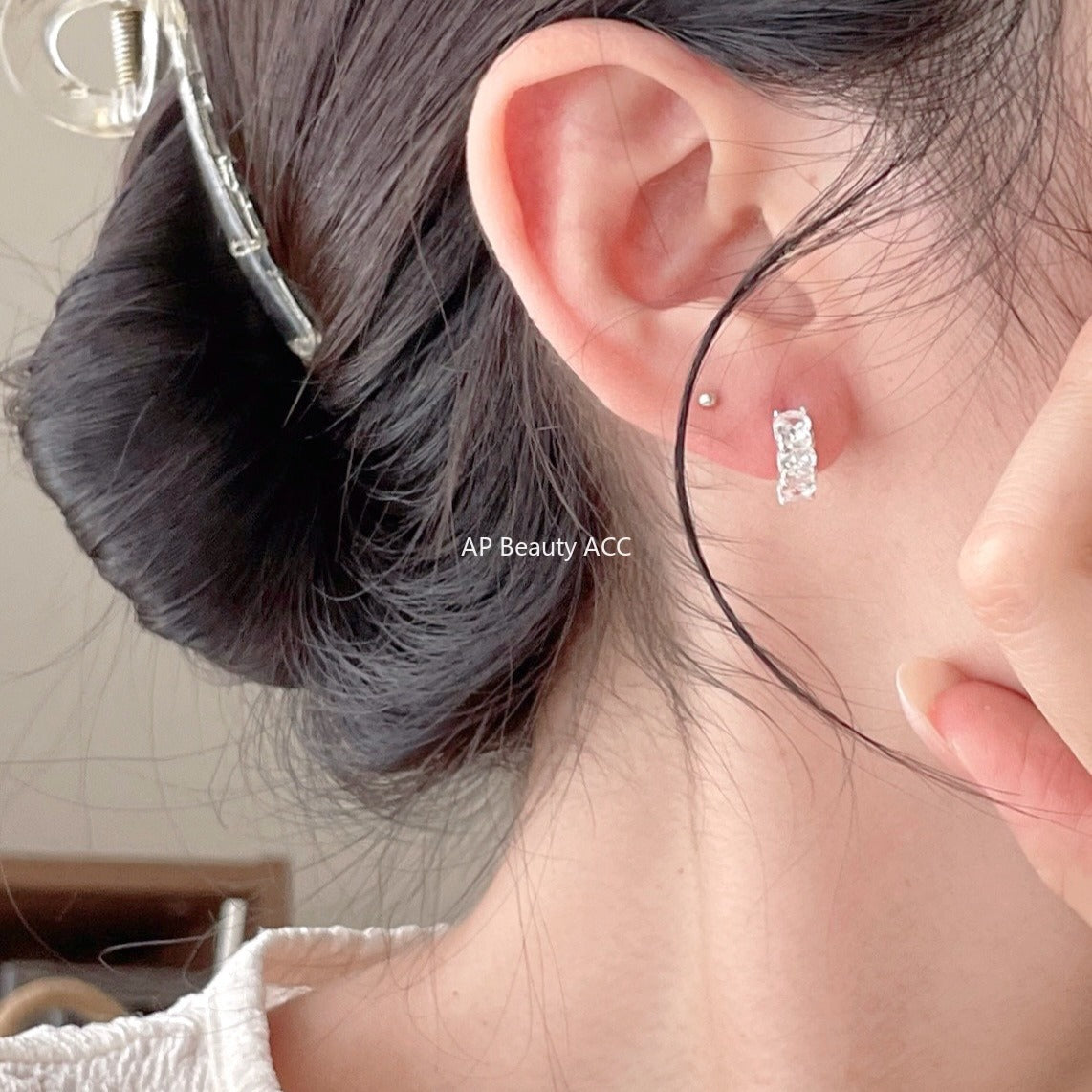 F관 - 925 실버 트리플 큐빅 링 귀걸이 [C1418] 25.11-1