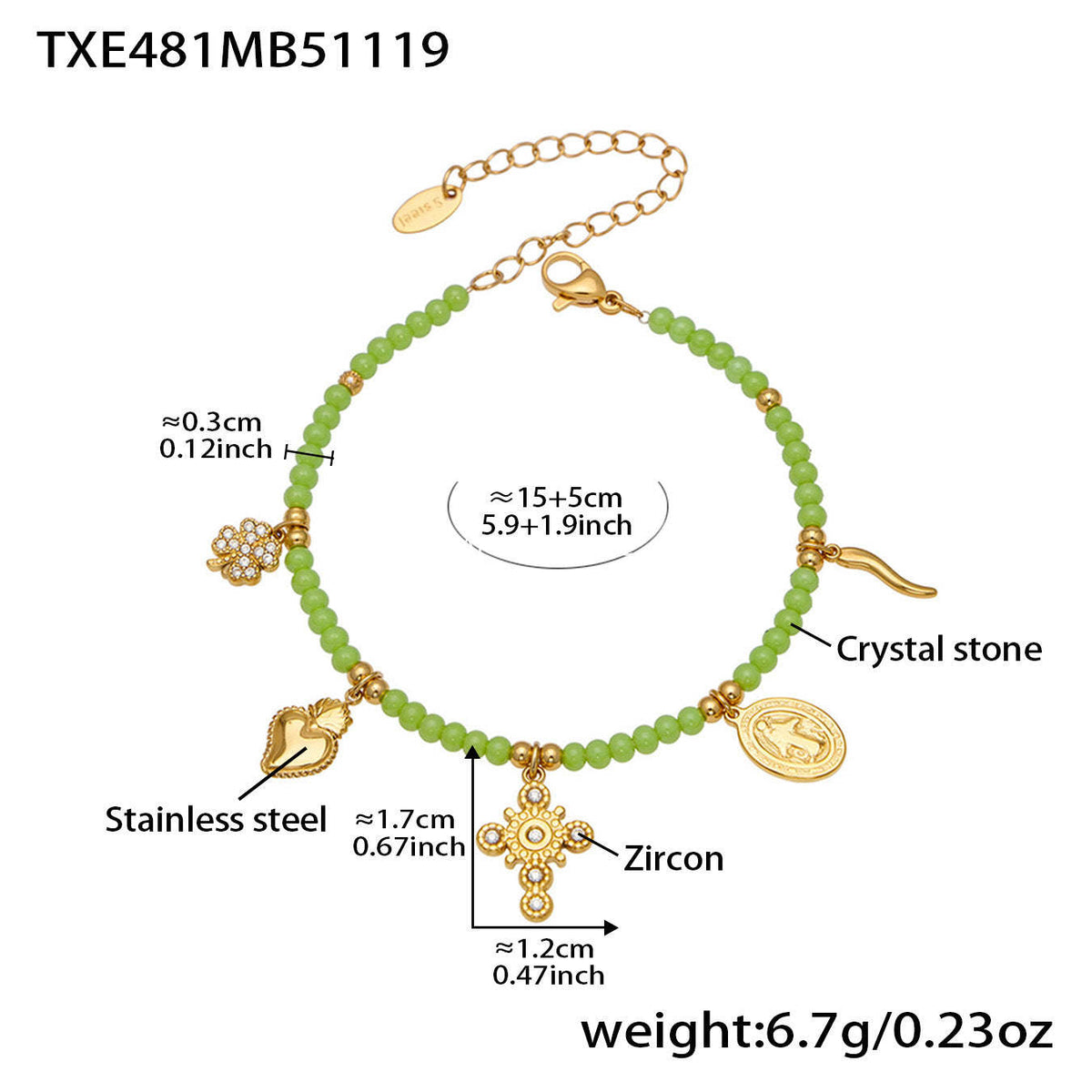 D관 - 스테인리스 스틸 크리스탈 펜던트 큐빅 팔찌 목걸이 [TXP481] 25.11-4