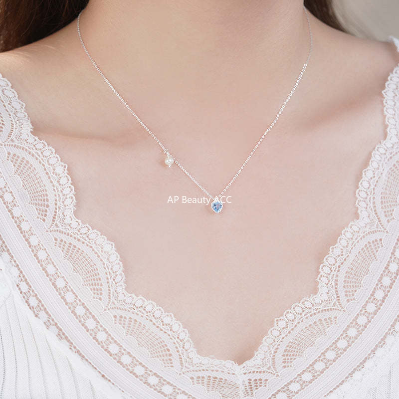 B관 - 925 실버 하트 큐빅 진주 펜던트 목걸이 [YC2151N_1] 25.10-1