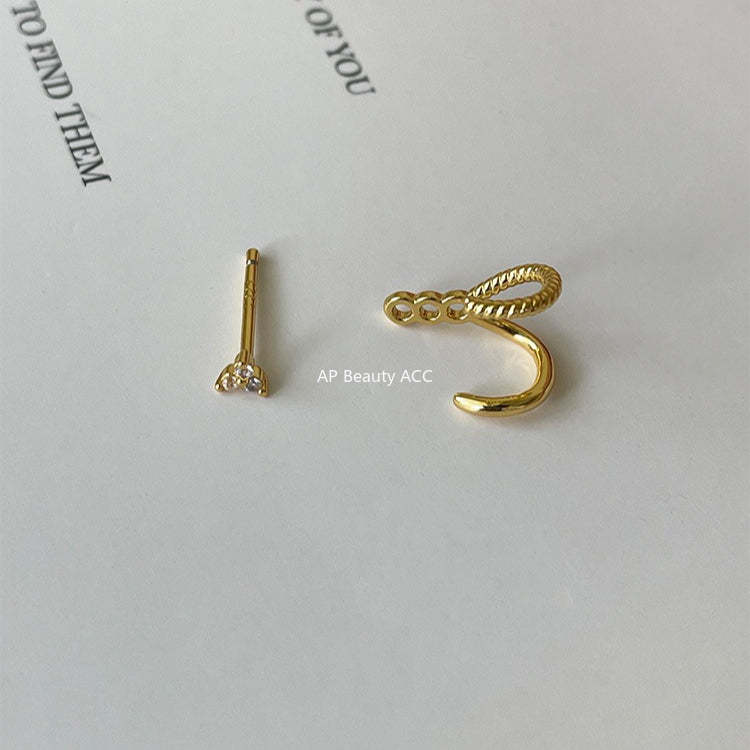 A관 - 삼각 갈고리 모양 큐빅 925 은침 귀걸이 [EH-4289] 25.12-1